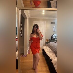 Nicole Miller Collection Strapless Orange Dress